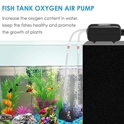 3 Watt Ultra Silent Adjustable Fish Tank Oxygen Pump for 1-120 Gallon Aquarium Air Pump Dual Outlet with Accessories 