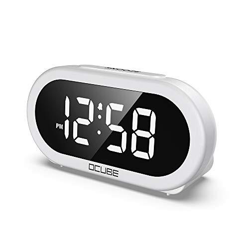 Buy DreamSky Compact Digital Alarm Clock with USB Port for Charging,  Adjustable Brightness Dimmer, White Bold Digit Display, 12/24Hr, Snooze,  Adjustable Alarm Volume, Small Desk Bedroom Bedside Clocks. Online at Low  Prices