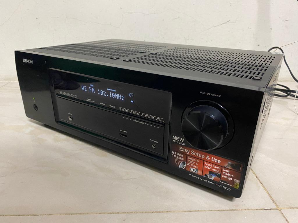 日本 DENON AVR E200 收音劇院 5.1 環繞擴大機 HDMI 3D 藍光 有全新代用遙控器, 耳機及錄音音訊設備