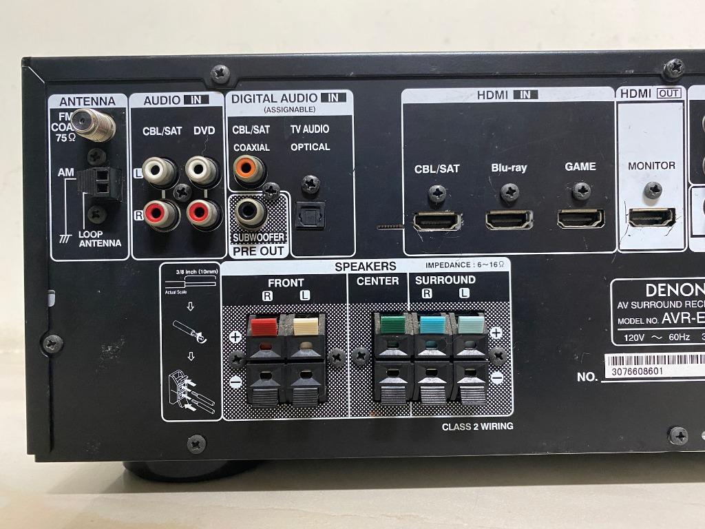 日本 DENON AVR E200 收音劇院 5.1 環繞擴大機 HDMI 3D 藍光 有全新代用遙控器, 耳機及錄音音訊設備
