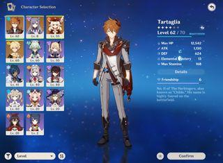 ar37 genshin impact account tartaglia / childe + klee + keqing
