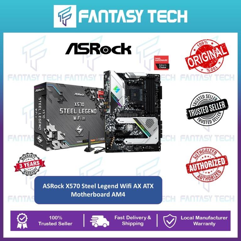 ASRock X570 Steel Legend Wifi AX ATX Motherboard AM4 Computers