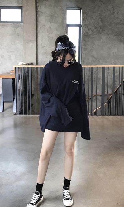 black oversized long sleeve shirt 