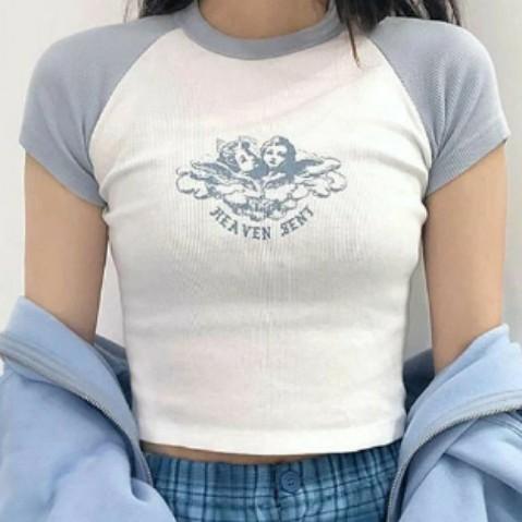 blue angel crop top y2k brandy melville trendy soft girl