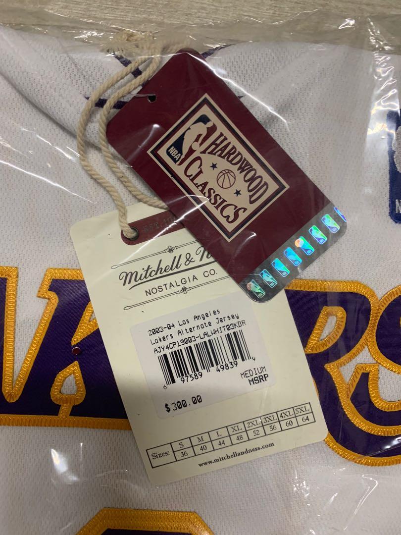 Kobe Bryant Los Angeles Lakers Mitchell & Ness 2003-04 Hardwood Classics  Authentic Jersey - White