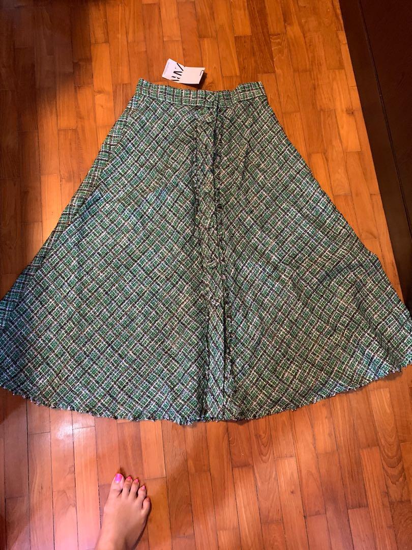 Tweed midi skirt top zara