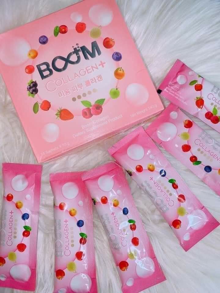 Boom Collagen Plus Brighten Skin Reduce Dark Spot 14 Sachets Per Box, Health & Nutrition, Health