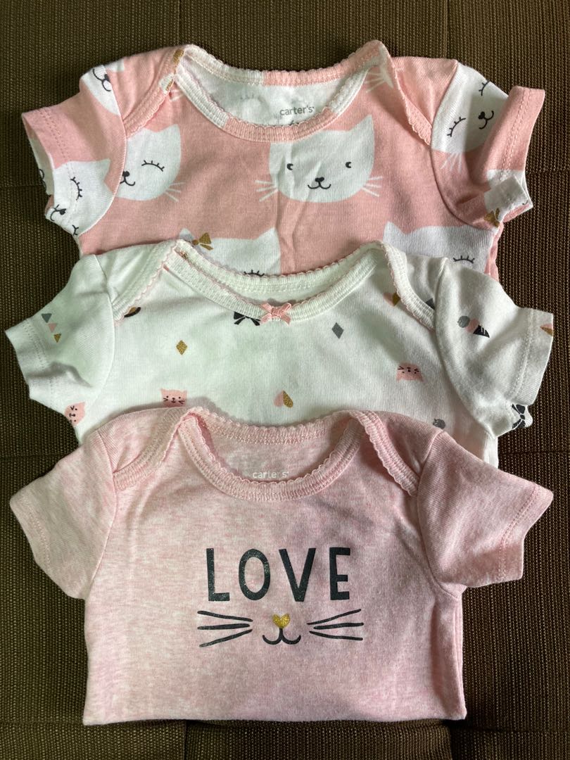 Carter's Newborn Baby 4-Pack Long Sleeved Bodysuits w/ Mitten Cuff Floral 