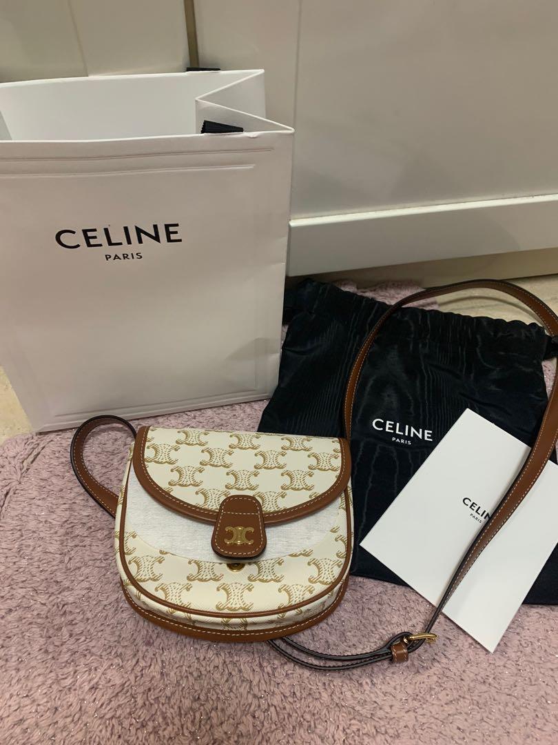 CELINE Triomphe Canvas MINI BESACE IN TRIOMPHE CANVAS AND CALFSKIN WHITE