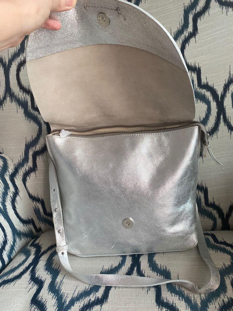Clarks silver clearance leather bag