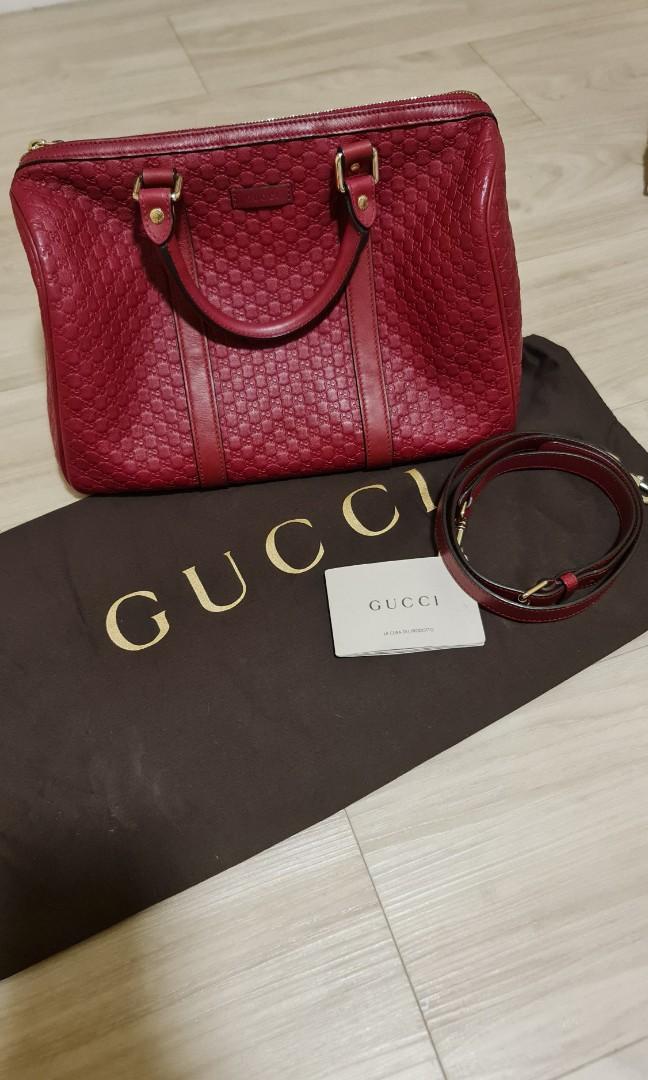 Gucci Boston Bag Gg Guccissima Leather Red Satchel