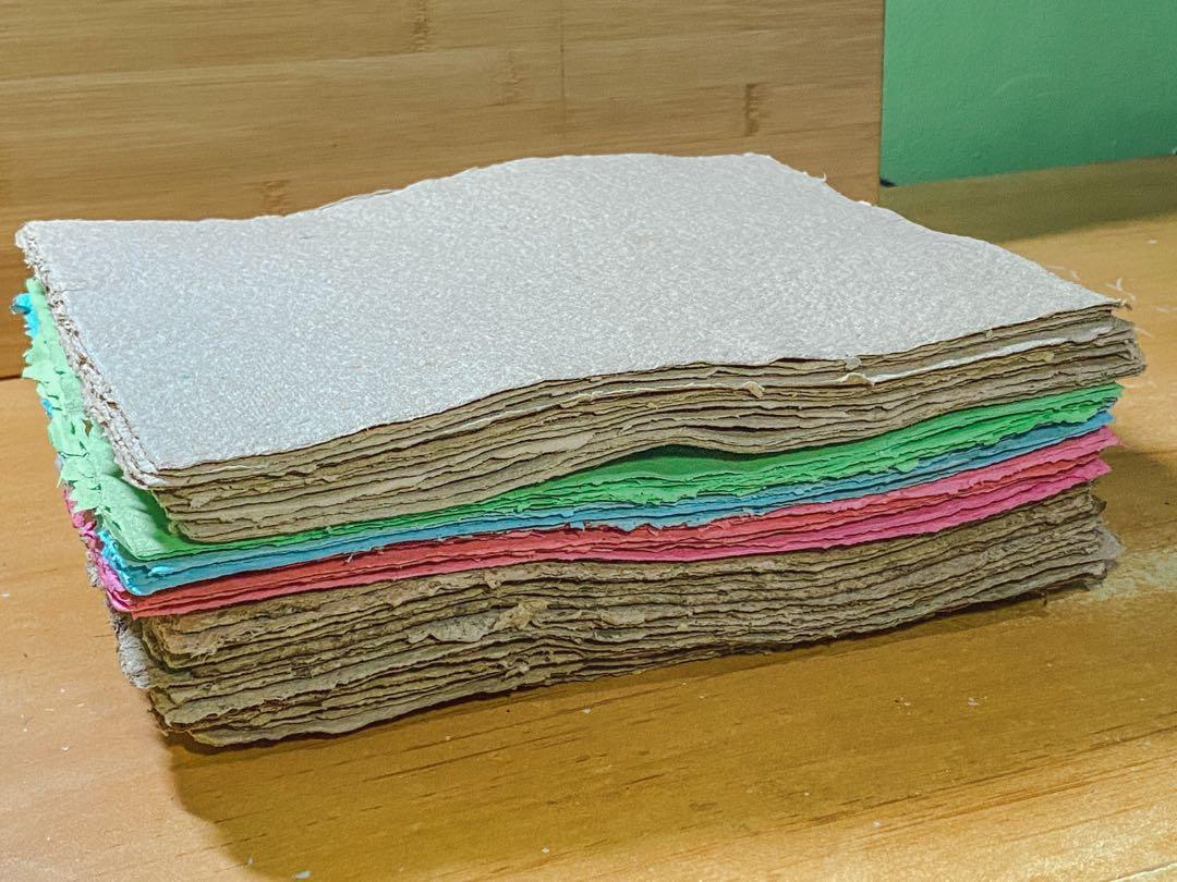 Handmade Paper (A4, thick) (Category: Craft Supplies & Tools) located in Cainta. Submitted by dc_garage (Listing ID 1106758111, Image 1). Description: Made from scratch papers. No artificial coloring used. All papers are A4 size (11.69 x 8.27 in) Bond paper thickness (70-80 GSM) - PHP 15/pc - Blue - Green Paper board thickness (120-130 GSM) - PHP 18/pc - Brown (plain) - Brown with leaf bits - Pink I can accommodate requests. Just send me a messag