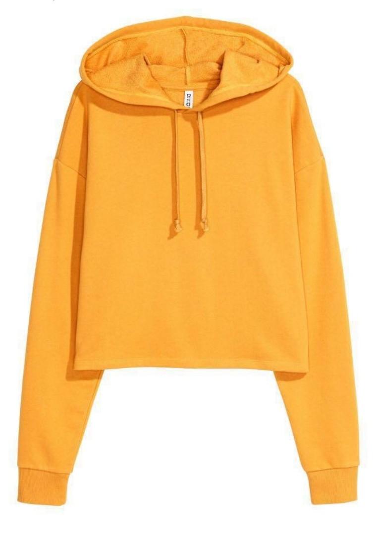 Mustard yellow crop hoodie best sale
