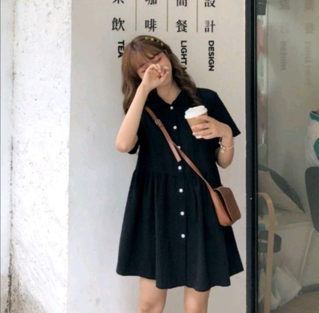 office skater dress Spring Pleated for Women Half Sleeve Office Lady Solid Dresses Mini Skater  Dress