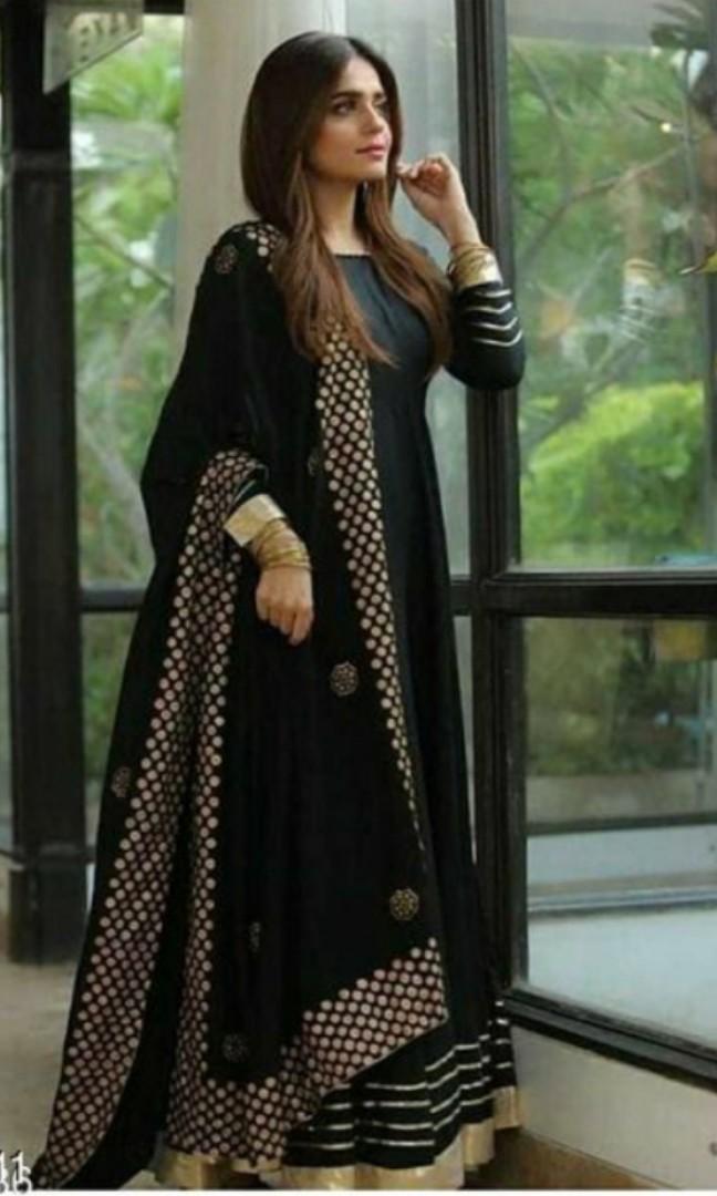 Long frock with best sale shawl