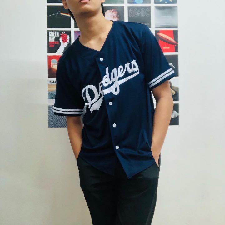 Jersey baseball baju baseball dodgers navy paragon 