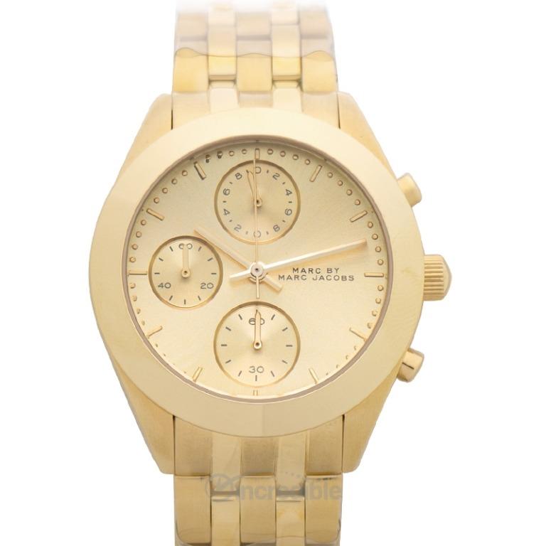 NEW Marc By Marc Jacobs Peeker Chronograph Champagne Dial Gold