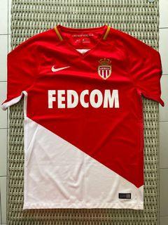 Nike 💯% Authentic white/ red AS Monaco home jersey w Champions League (CL) badge, for SGD$52 (size M). Measurements: pit to pit- 48cm, length- 72cm