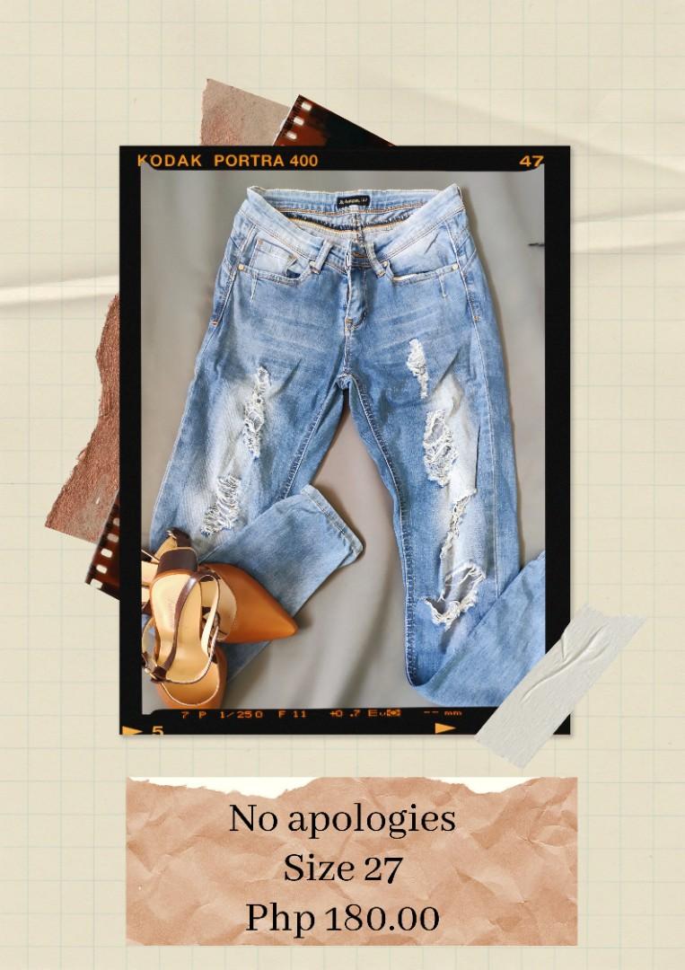 No apologies ripped Jeans (Category: Jeans) located in Taguig. Submitted by Whopper (Listing ID 1106771175, Image 1). Description: .