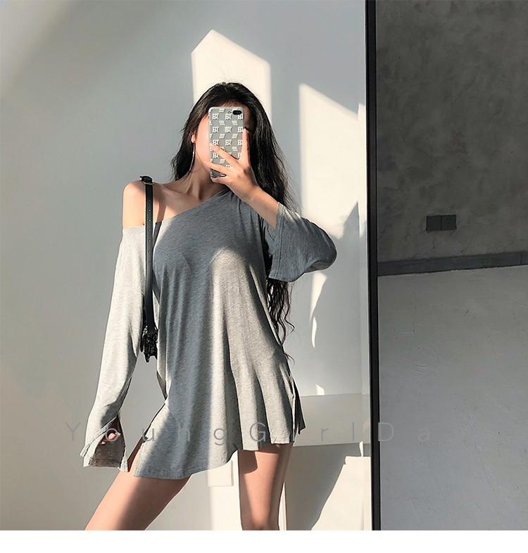Off Shoulder Sexy T shirt dress Women s Fashion Tops Sleeveless