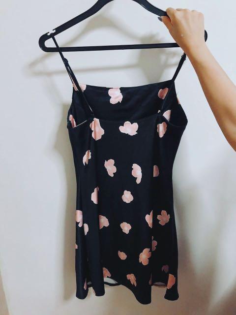Princess Polly Ultra Mini Dress Black with Pink Flower Prints
