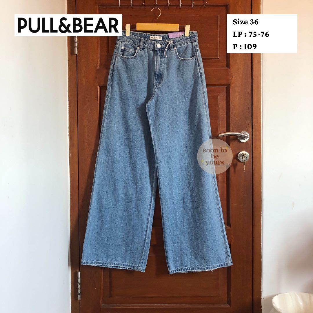 Pull\u0026bear Wide Leg Jeans, Fesyen Wanita 