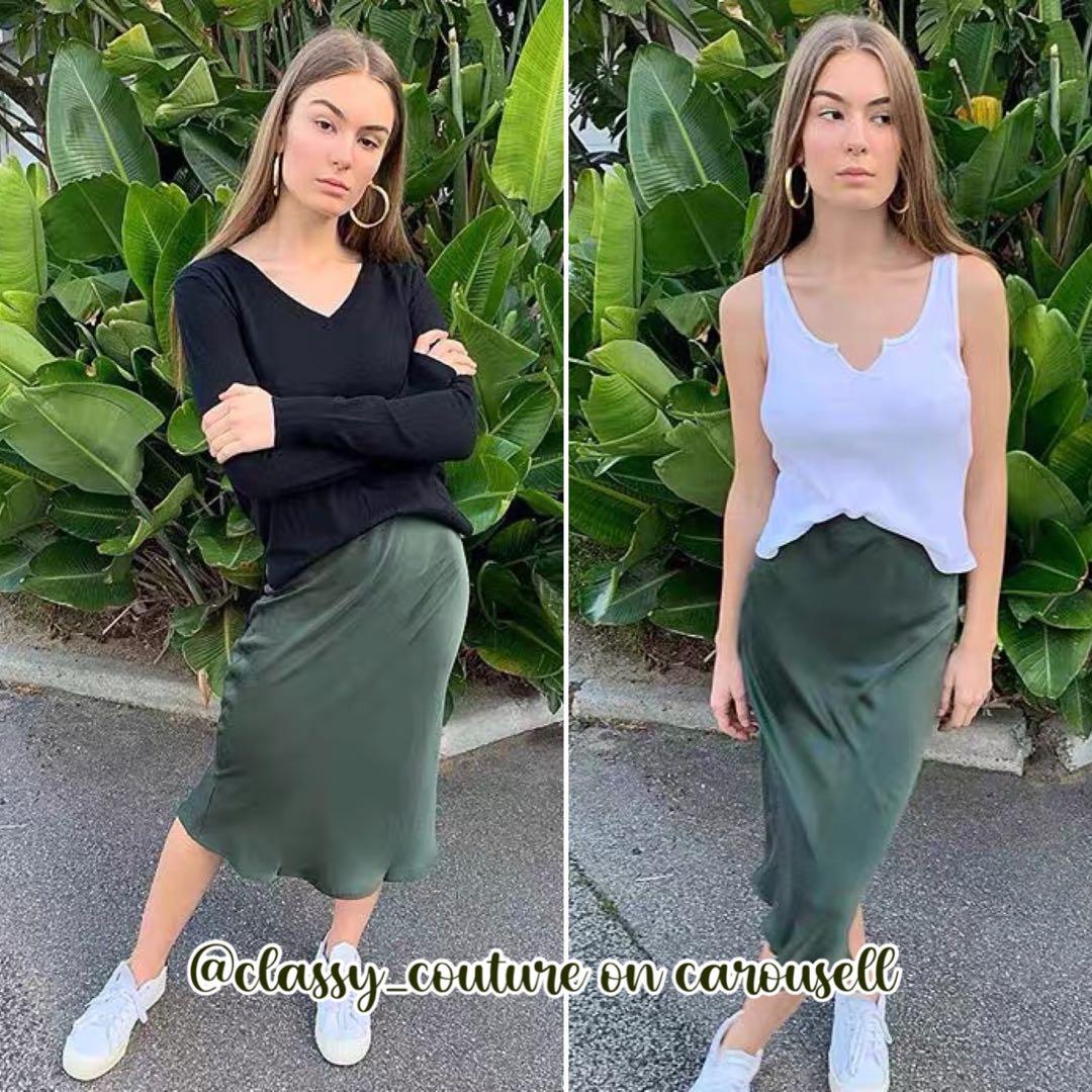Silk Laundry Hunter Green Bias Cut Skirt Emerald 90s Slip Dress