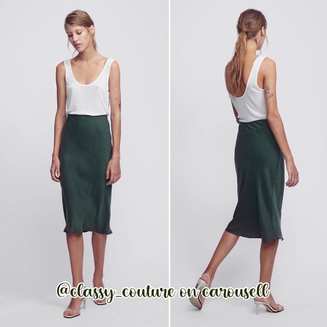 Silk laundry bias best sale cut skirt hunter green