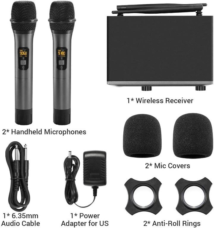 XZL Professional Wireless Microphones for Karaoke Singing, Rechargeable  Dual UHF Dynamic Microphone, with 200ft UHF Receiver, Plug and Play,  Speech, Wedding, Church, PA System (Gray) : : Musical Instruments,  Stage & Studio