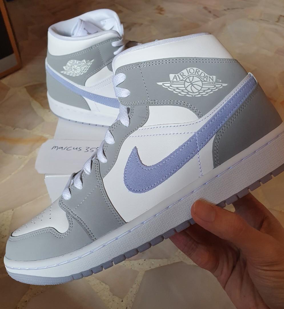 US 11w] Nike Air Jordan 1 Mid Wolf Grey 