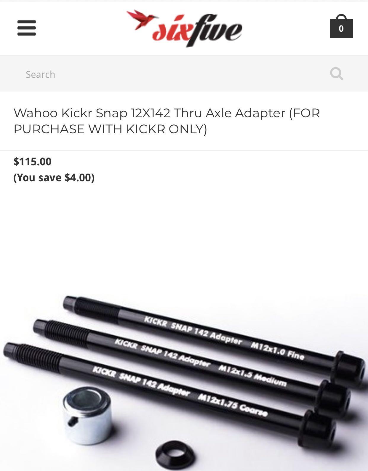 Wahoo kickr snap 12x142 online thru axle adapter