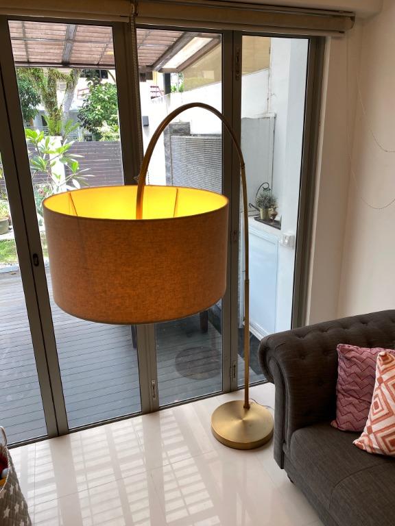 West Elm Overarching Linen Shade Floor Lamp Furniture Home
