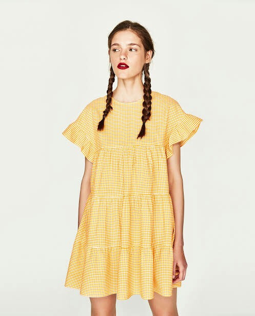 Zara yellow gingham dress top