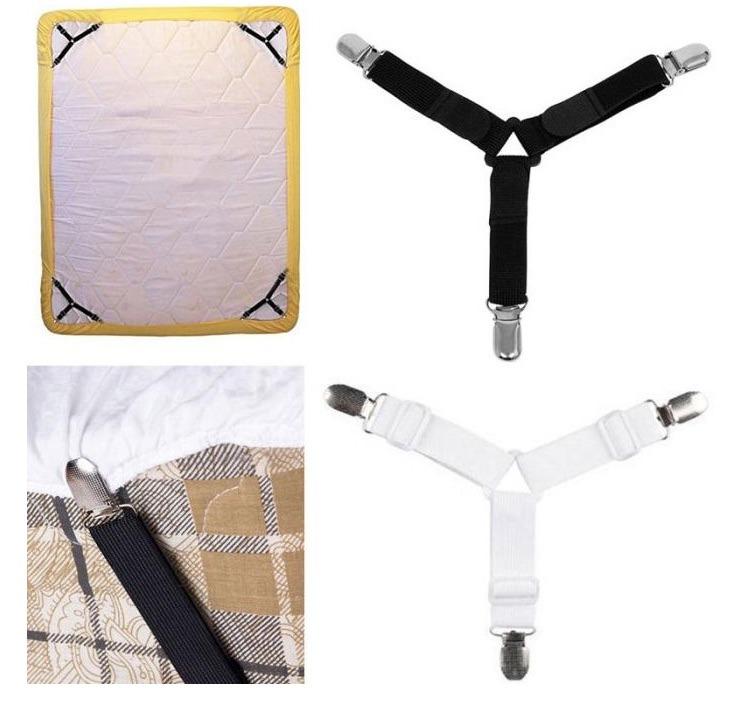 4Pcs/set Bed Sheet Clip Gripper Suspender Cord Hook Loop Clasp Adjustabl  Elastic Mattress Cover Non-slip Clip Straps Clothes Peg