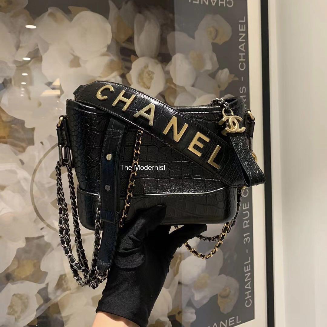 Authentic Chanel Small Gabrielle Hobo Bag Black Croc Embossed, Luxury, Bags  & Wallets on Carousell