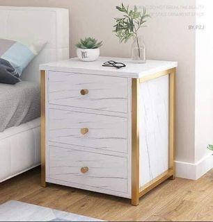 Bed side table Marble White and Gold