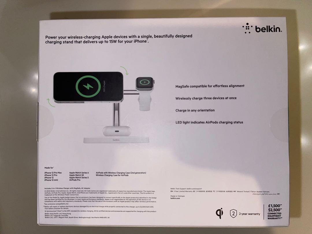 Belkin BOOST↑CHARGE™ PRO iPhone 12 MagSafe 3 合1 無線充電器, 電腦