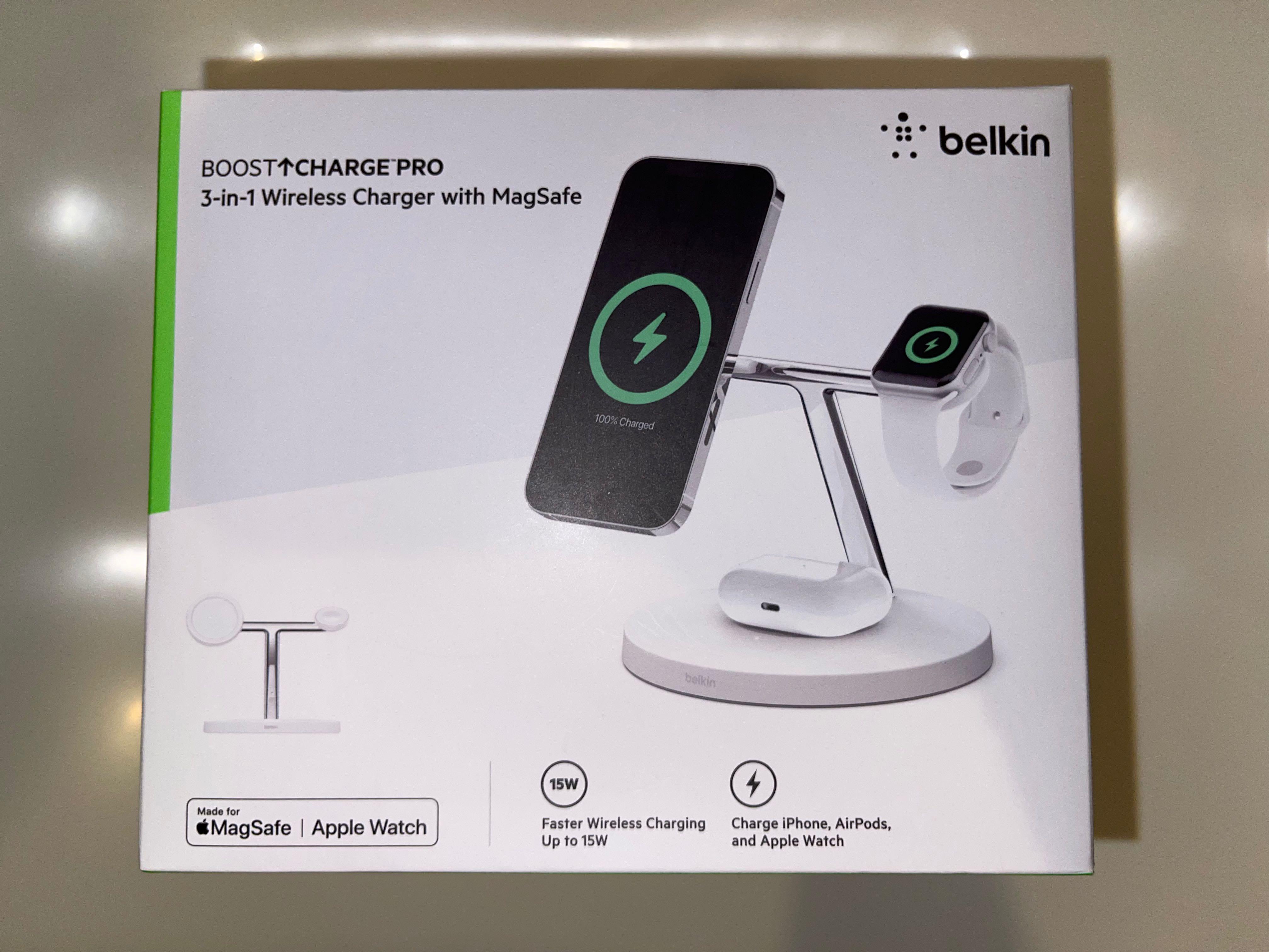 Belkin BOOST↑CHARGE™ PRO iPhone 12 MagSafe 3 合1 無線充電器, 電腦