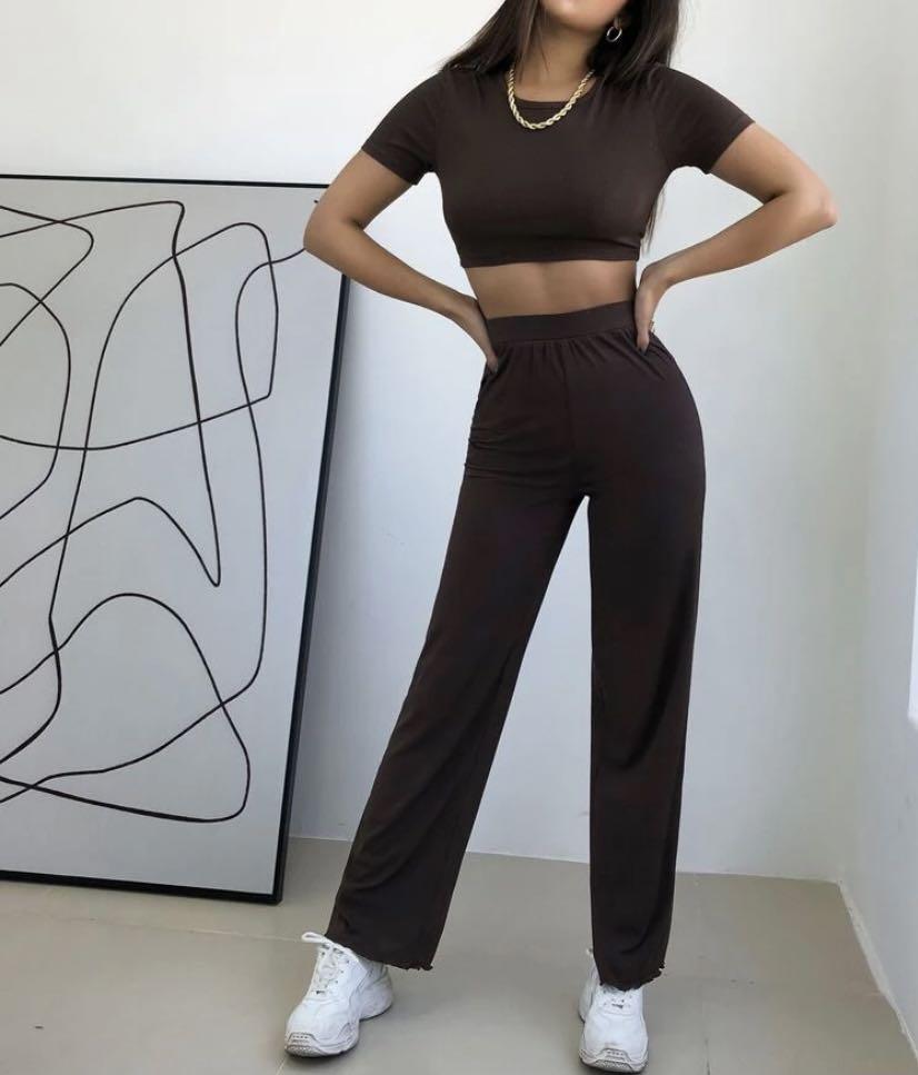 Matching crop top and pants clearance
