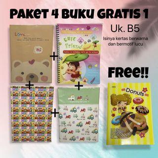 Buku B5 - Motif dan berwarna (DAPAT 5) | Tambah FREE Sticky notes & Pulpen (khusus pelajar)