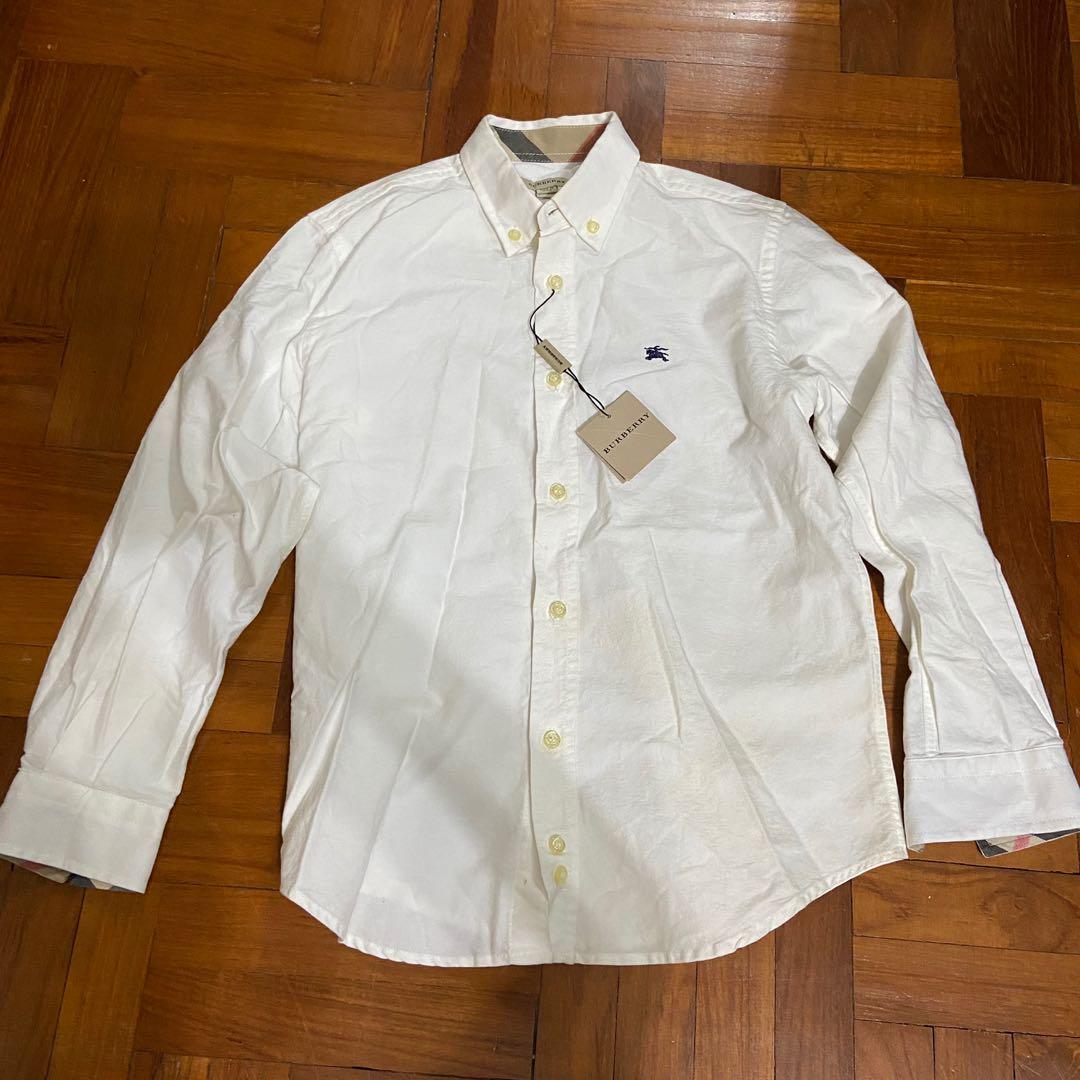 Burberry shirt hotsell kids white