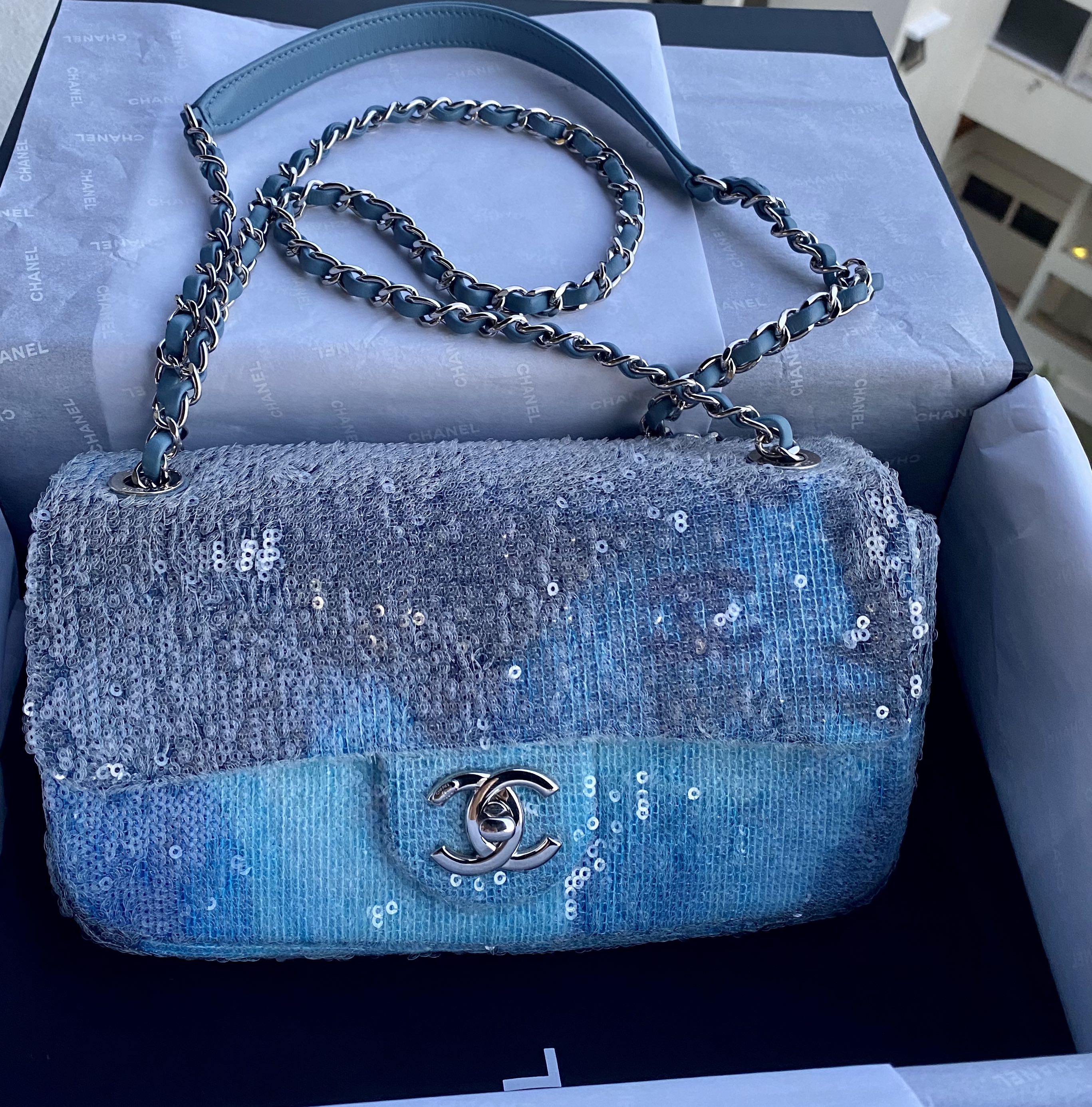 Chanel Sequin Waterfall Classic Flap Maxi Bag – Sheer Room