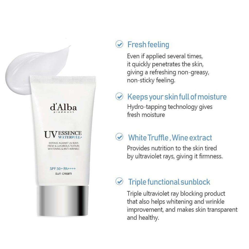 dalba waterfull essence sun cream spf 50+ pa++++ 50ml, Beauty ...