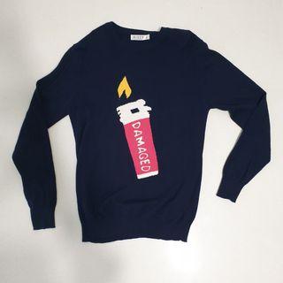 Dark Navy Blue Y2K DAMAGED Lighter knitted sweater