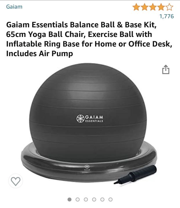 Gaiam Essentials Balance Ball Base Kit Yoga Chair Exercise Ring