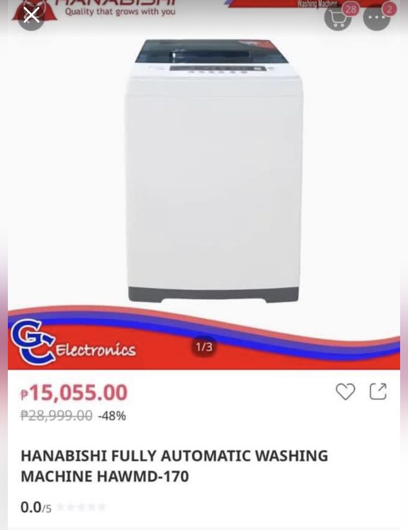 Hanabishi Fully Automatic Washing Machine, TV & Home Appliances
