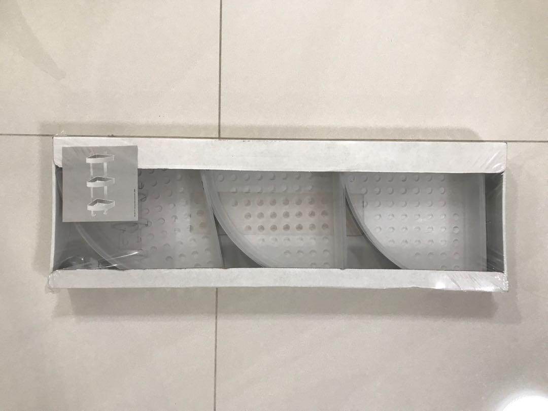 IKEA GRUNDTAL Corner Wall Shelf Unit Stainless Steel, Furniture