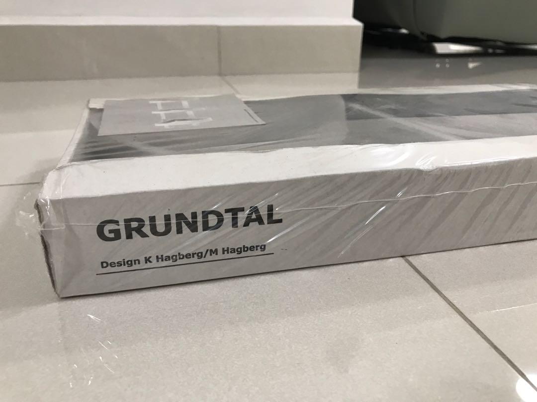 IKEA GRUNDTAL Corner Wall Shelf Unit Stainless Steel, Furniture