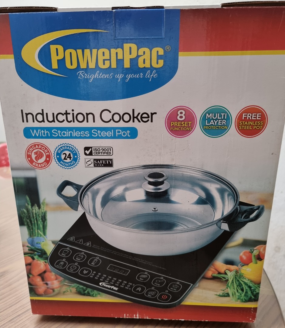 Induction cooker with stainless steel pot, TV & Home Appliances