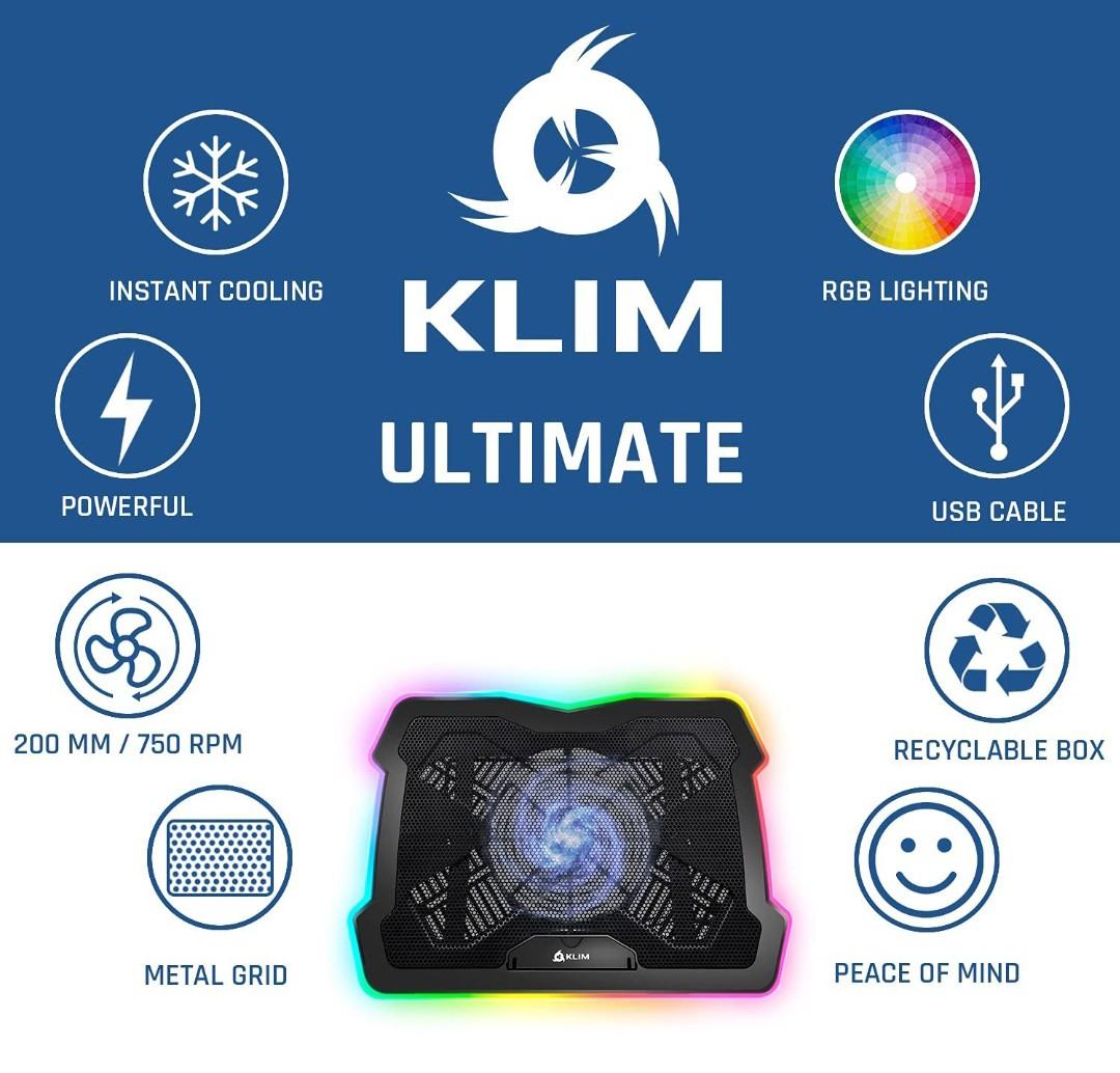 Klim Ultimate + Rgb Laptop Cooling Pad With Led Rim + Gaming Laptop